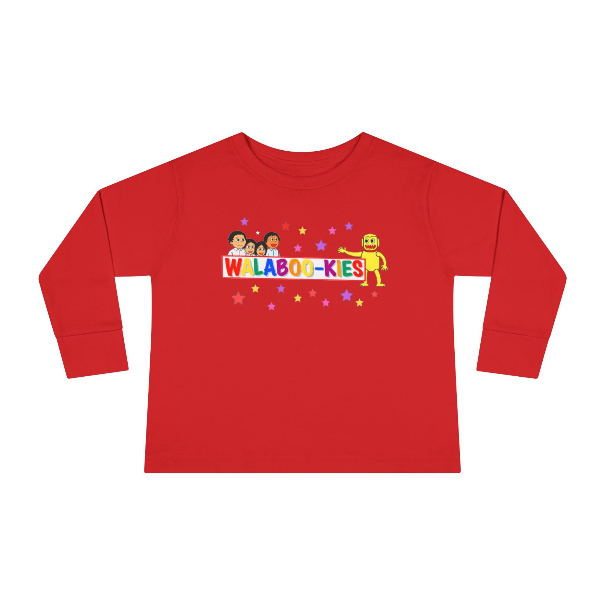 Toddler Long Sleeve Tee — Colorful “Wlaboo-kies” Cartoon Kids Shirt