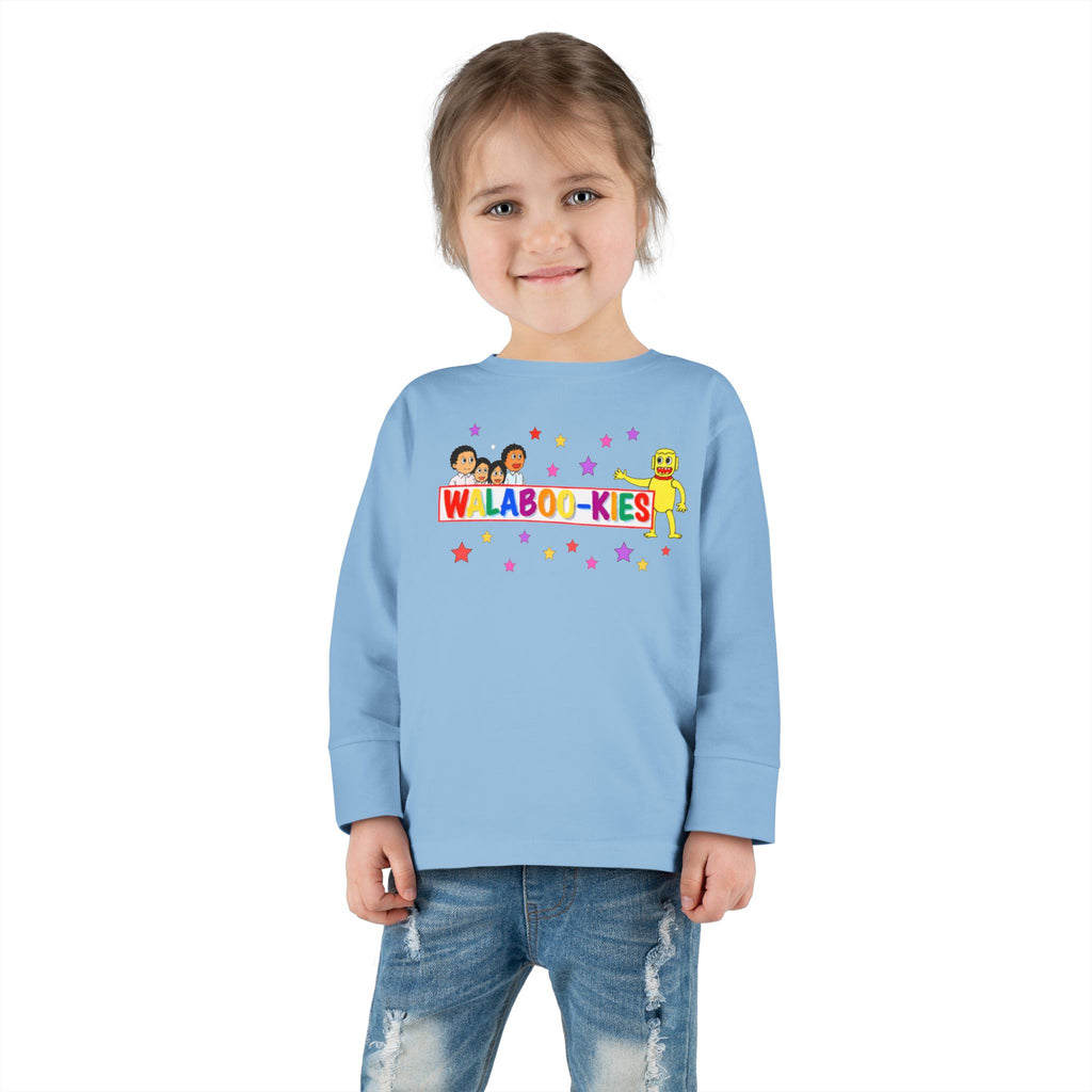 Toddler Long Sleeve Tee — Colorful “Wlaboo-kies” Cartoon Kids Shirt