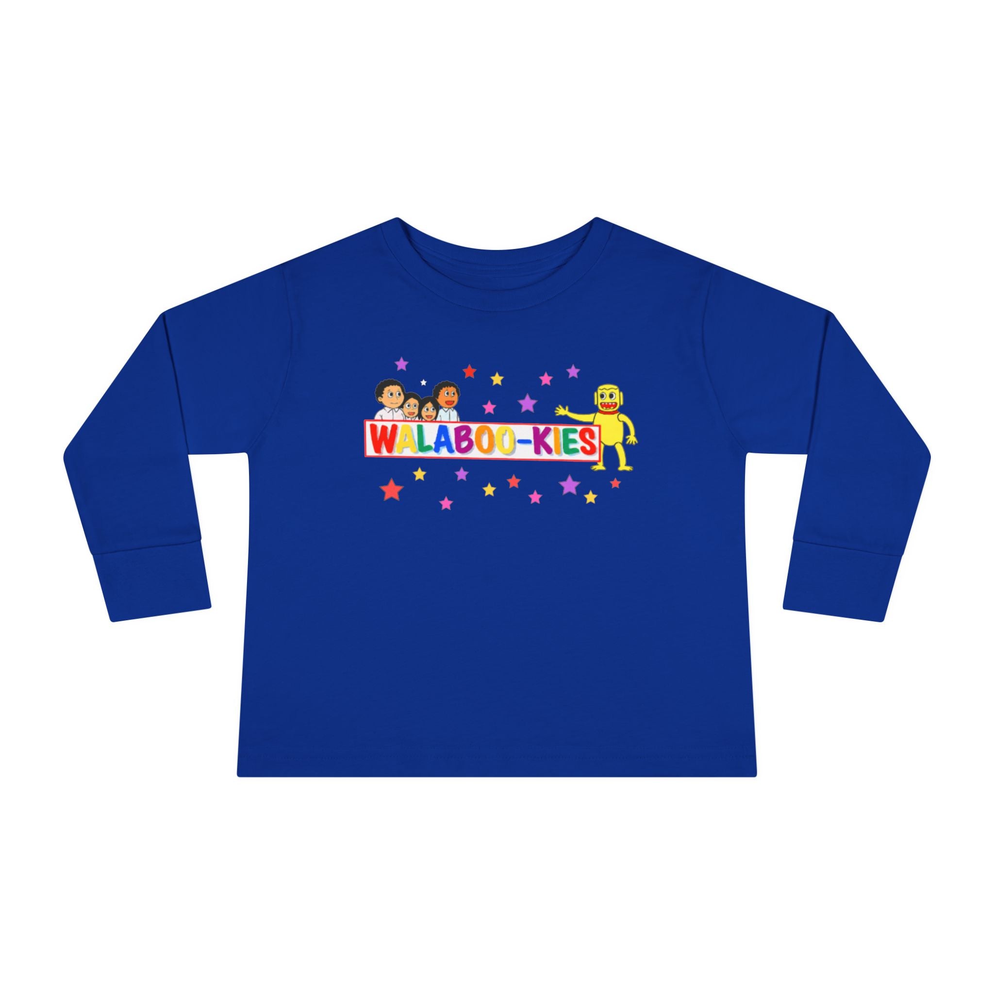 Toddler Long Sleeve Tee — Colorful “Wlaboo-kies” Cartoon Kids Shirt