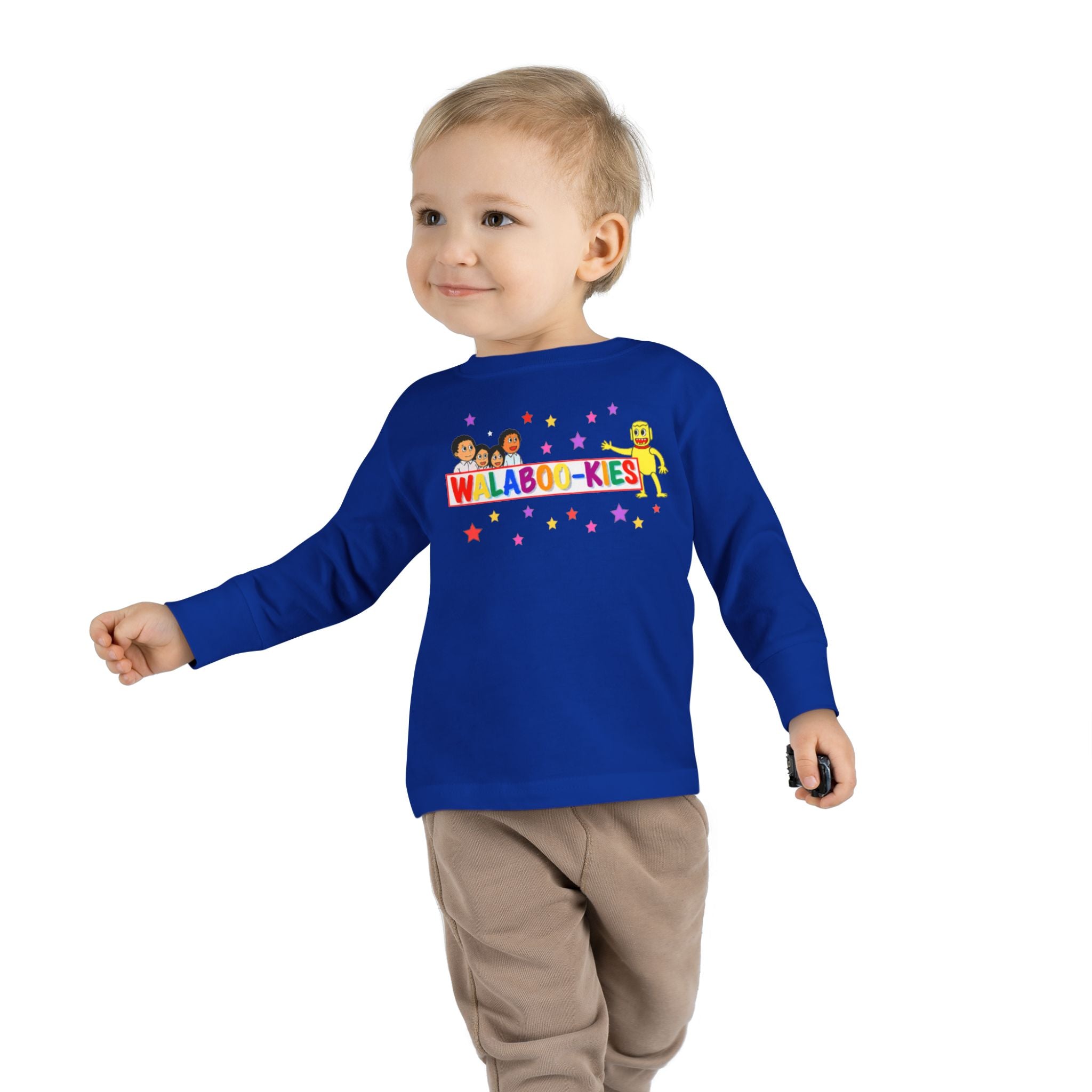 Toddler Long Sleeve Tee — Colorful “Wlaboo-kies” Cartoon Kids Shirt