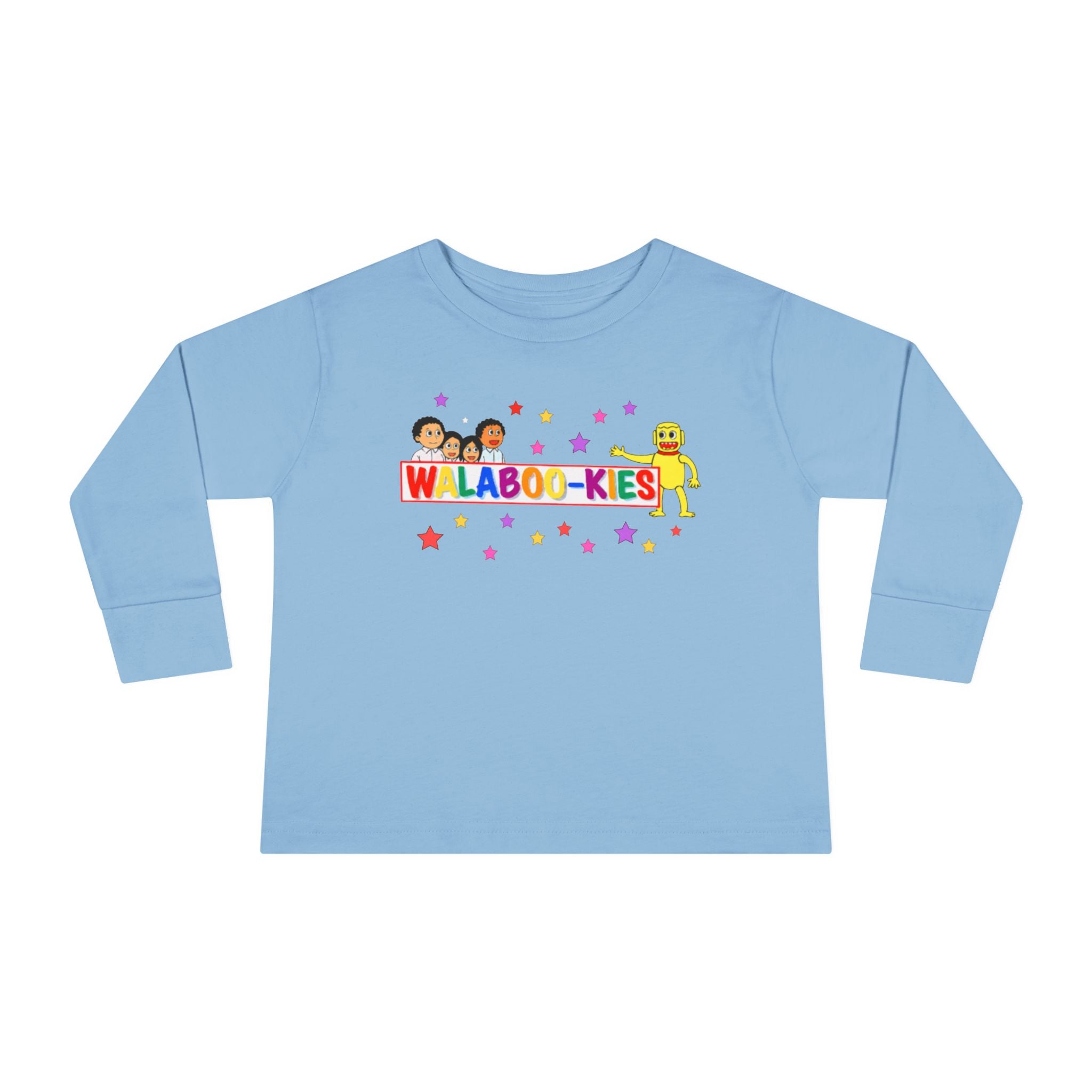 Toddler Long Sleeve Tee — Colorful “Wlaboo-kies” Cartoon Kids Shirt