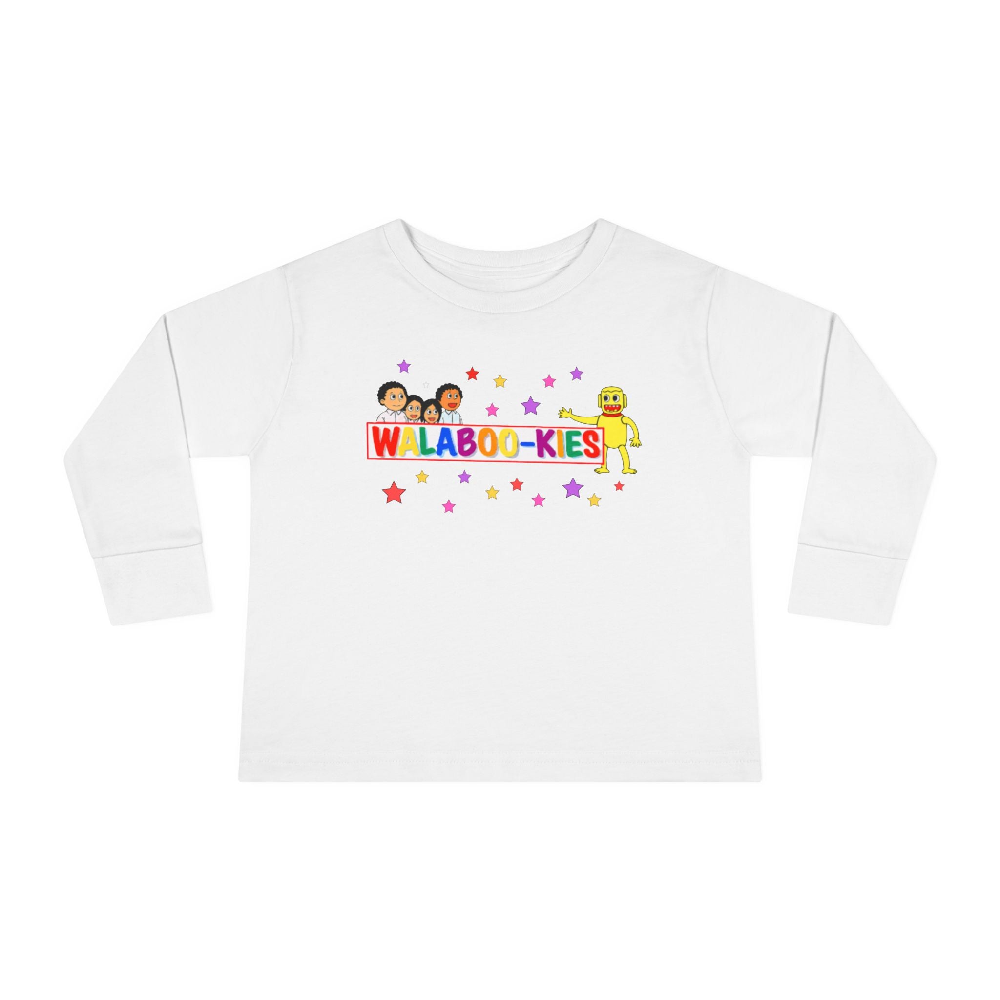 Toddler Long Sleeve Tee — Colorful “Wlaboo-kies” Cartoon Kids Shirt