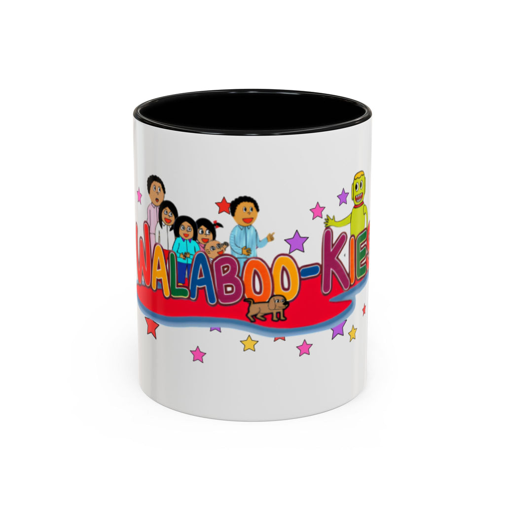 Personalized Family Cartoon Coffee Mug — 'Malaboo-Kies' Color Accent 11/15oz