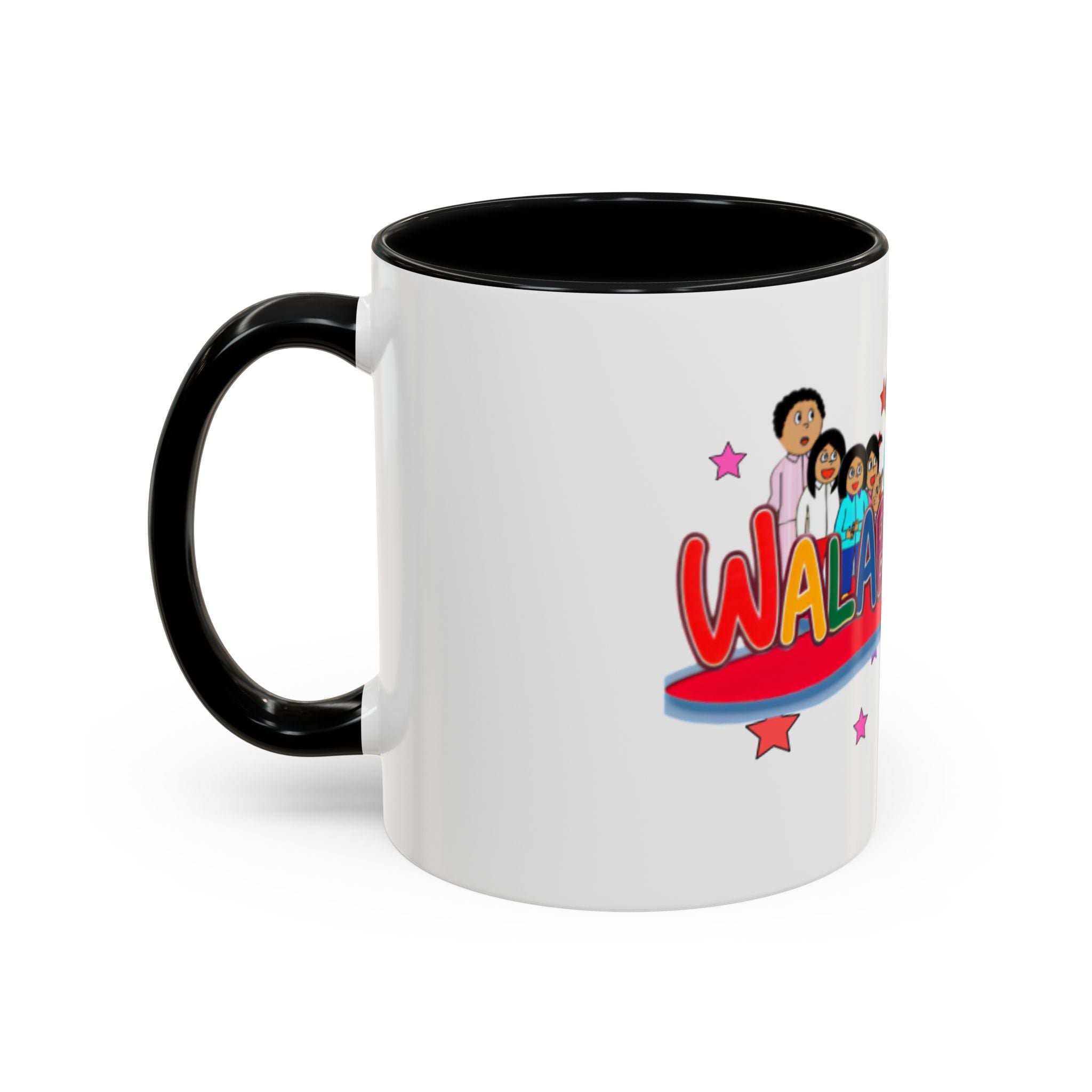 Personalized Family Cartoon Coffee Mug — 'Malaboo-Kies' Color Accent 11/15oz
