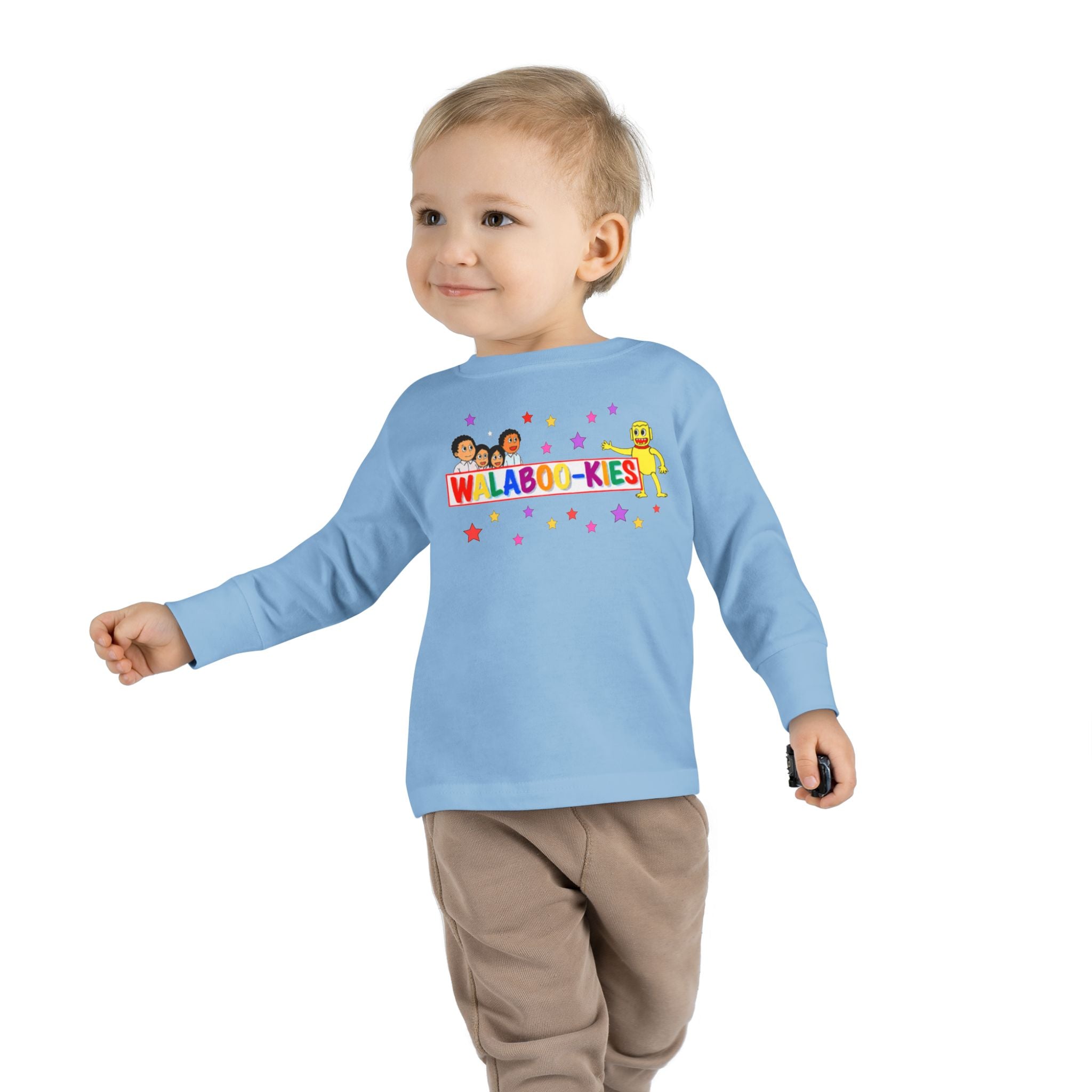 Toddler Long Sleeve Tee — Colorful “Wlaboo-kies” Cartoon Kids Shirt