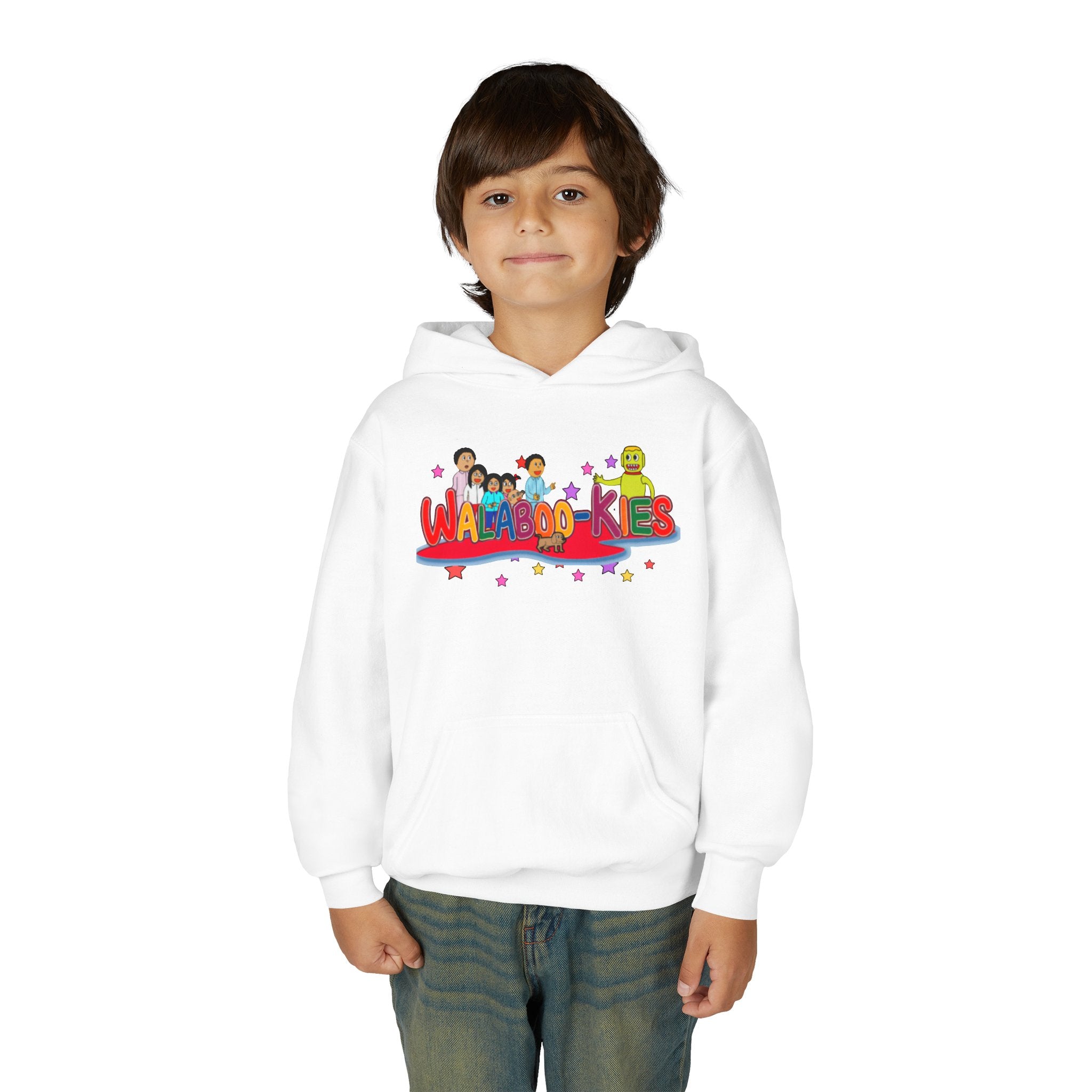 Kids' Hooded Sweatshirt - 'Walabookies' Colorful Cartoon Logo Pullover