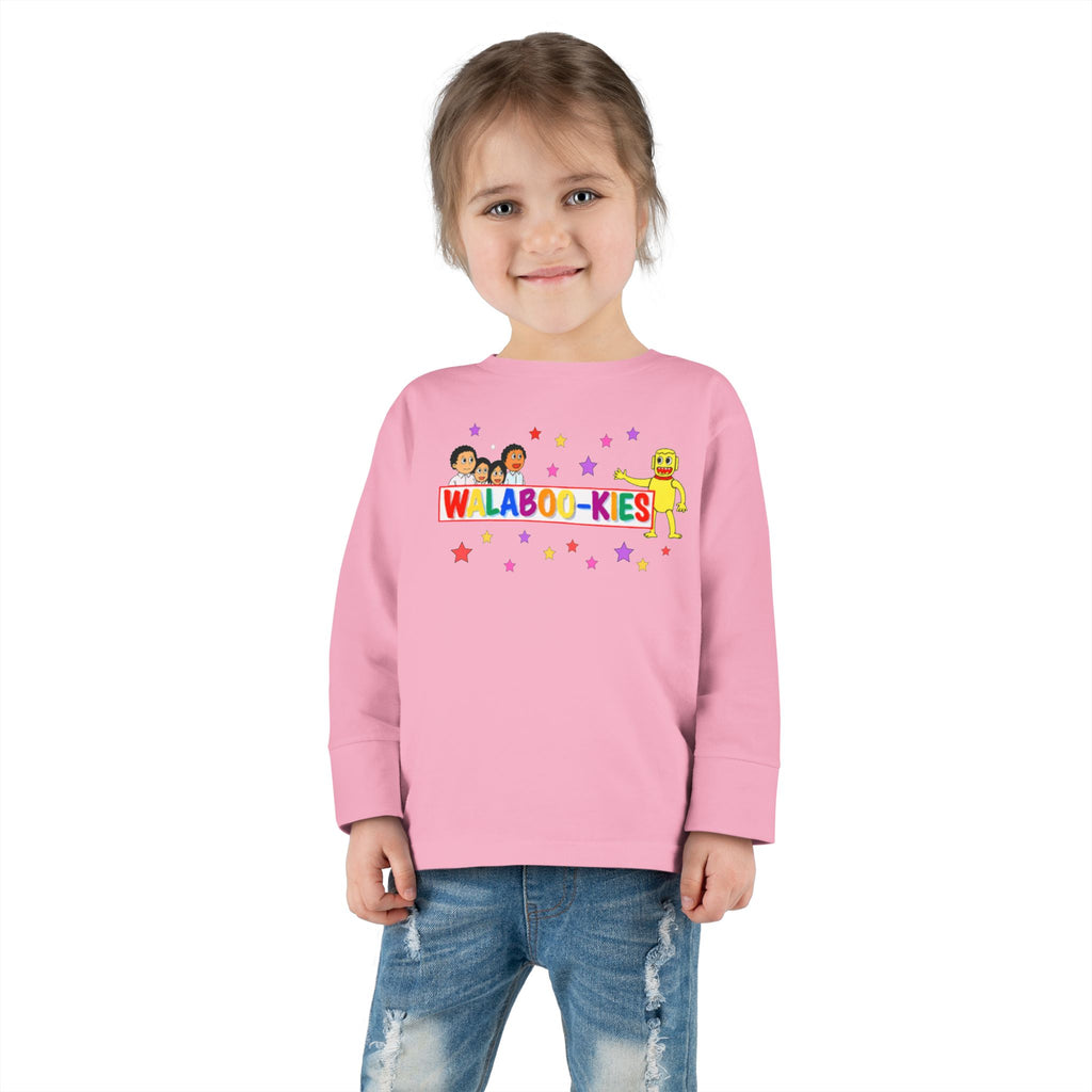 Toddler Long Sleeve Tee — Colorful “Wlaboo-kies” Cartoon Kids Shirt