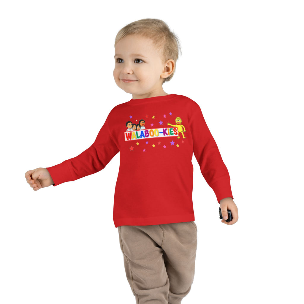 Toddler Long Sleeve Tee — Colorful “Wlaboo-kies” Cartoon Kids Shirt