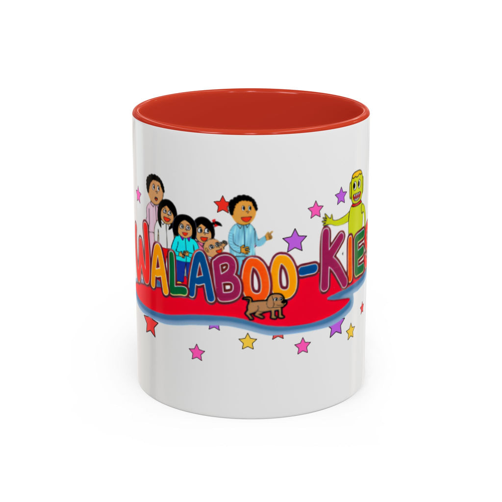 Personalized Family Cartoon Coffee Mug — 'Malaboo-Kies' Color Accent 11/15oz