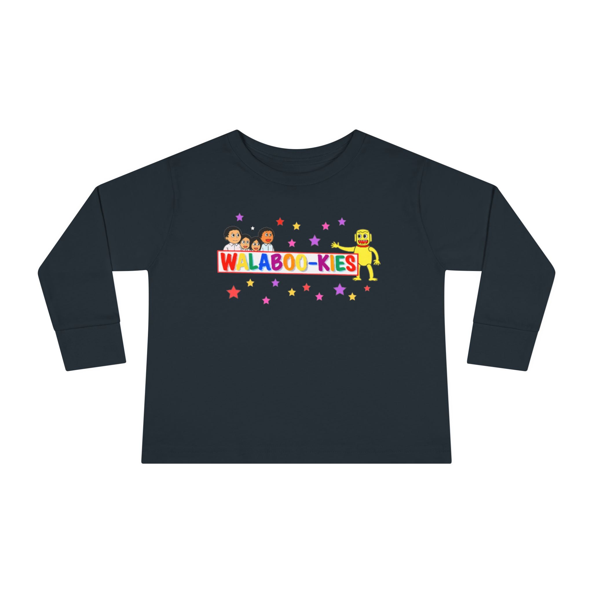 Toddler Long Sleeve Tee — Colorful “Wlaboo-kies” Cartoon Kids Shirt