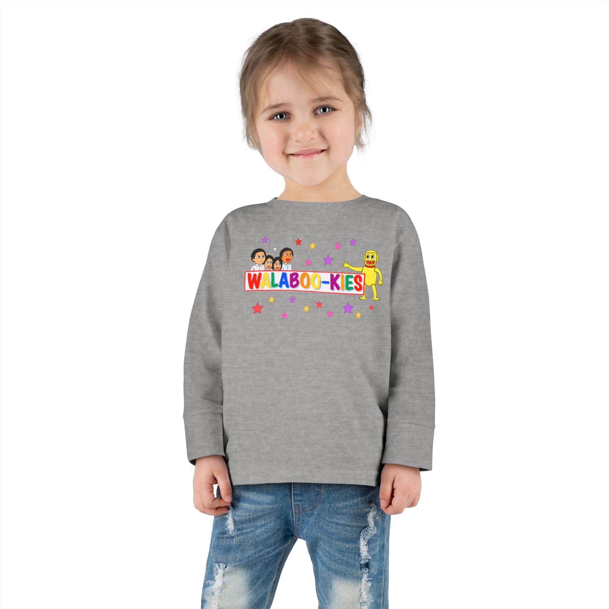 Toddler Long Sleeve Tee — Colorful “Wlaboo-kies” Cartoon Kids Shirt