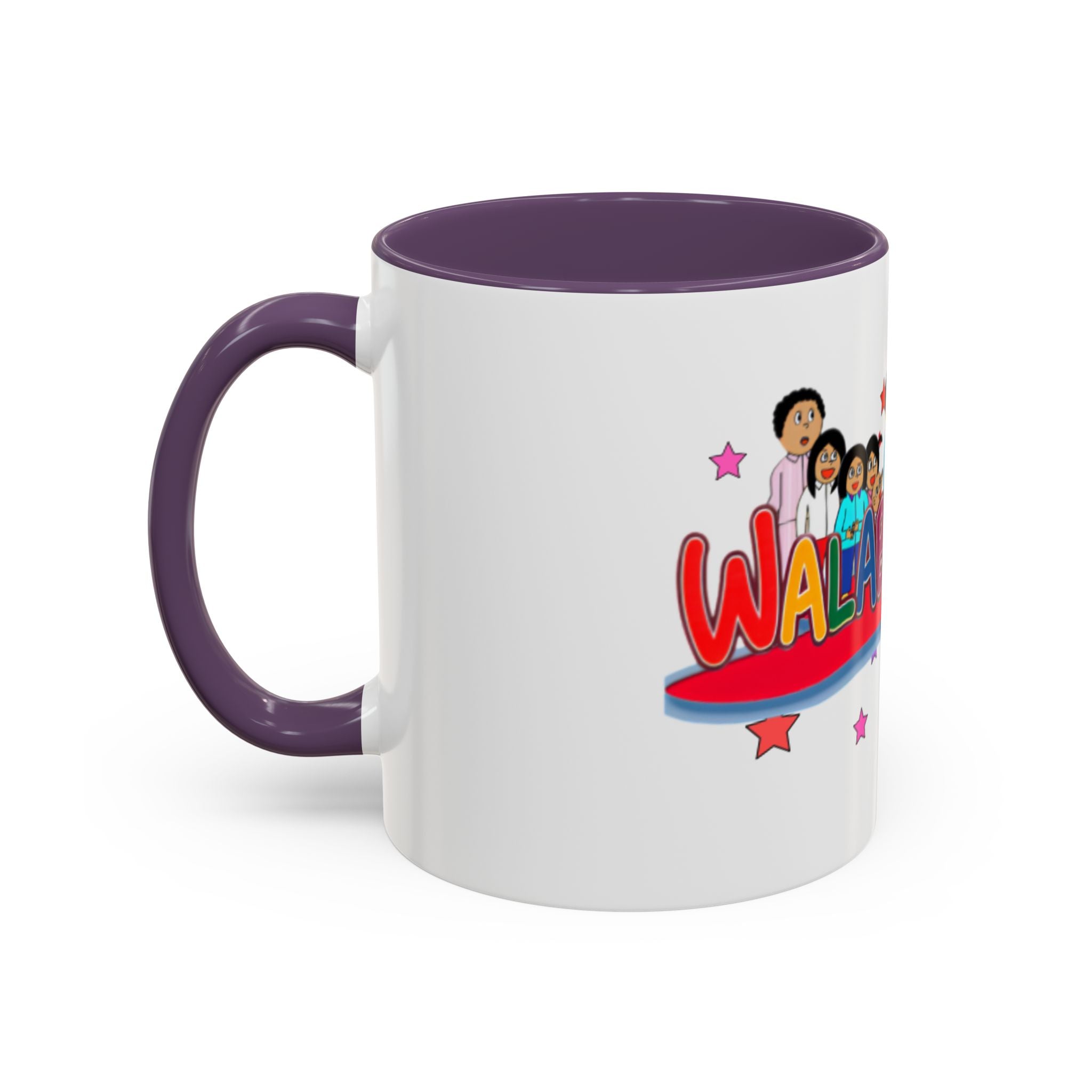 Personalized Family Cartoon Coffee Mug — 'Malaboo-Kies' Color Accent 11/15oz