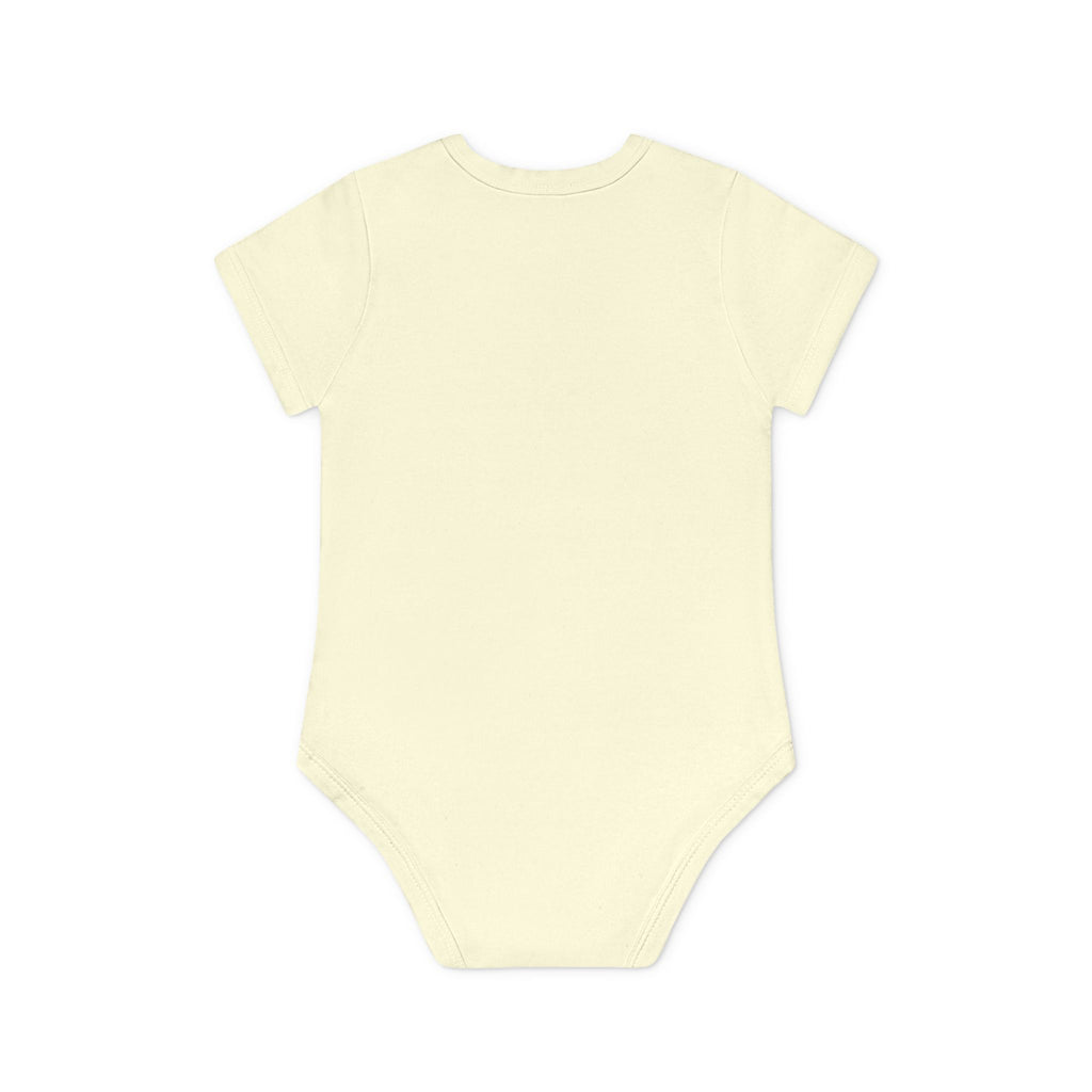 Cute Yellow Robot Baby Bodysuit — Organic Short Sleeve Onesie