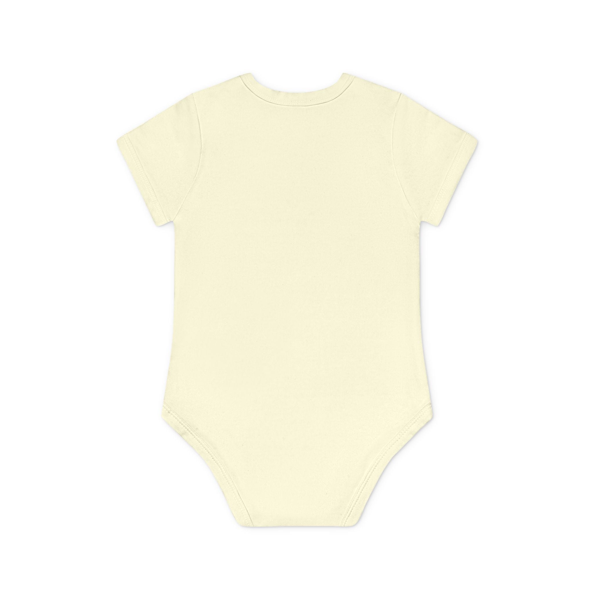 Cute Yellow Robot Baby Bodysuit — Organic Short Sleeve Onesie
