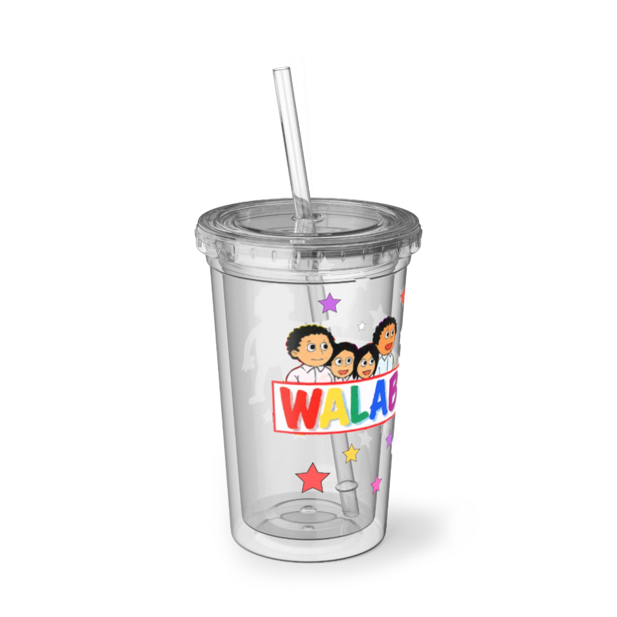 Colorful Kids Acrylic Tumbler — 'Walabookies' Cartoon Star Cup