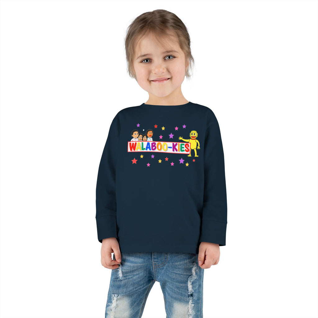 Toddler Long Sleeve Tee — Colorful “Wlaboo-kies” Cartoon Kids Shirt