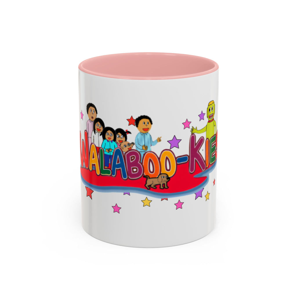 Personalized Family Cartoon Coffee Mug — 'Malaboo-Kies' Color Accent 11/15oz