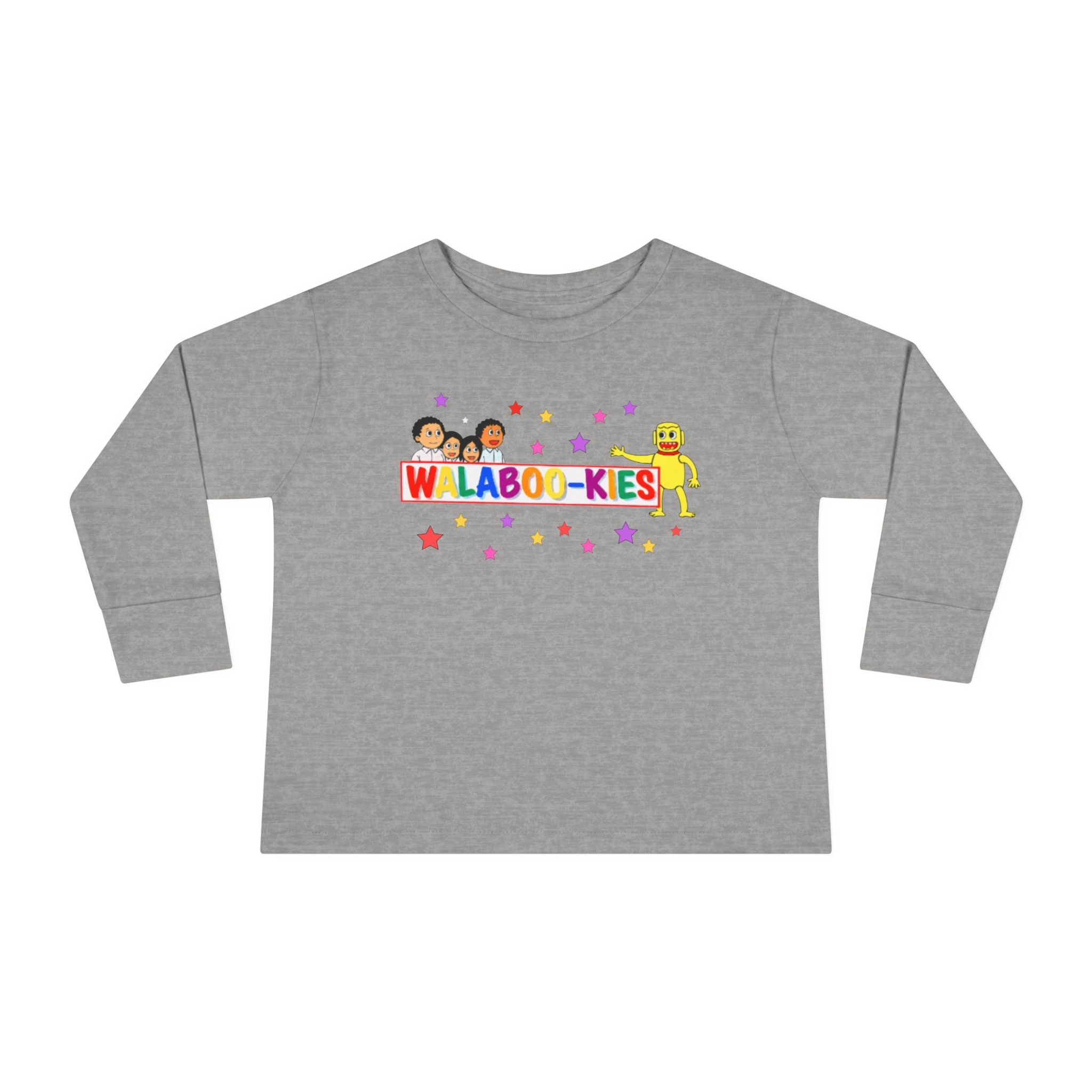 Toddler Long Sleeve Tee — Colorful “Wlaboo-kies” Cartoon Kids Shirt