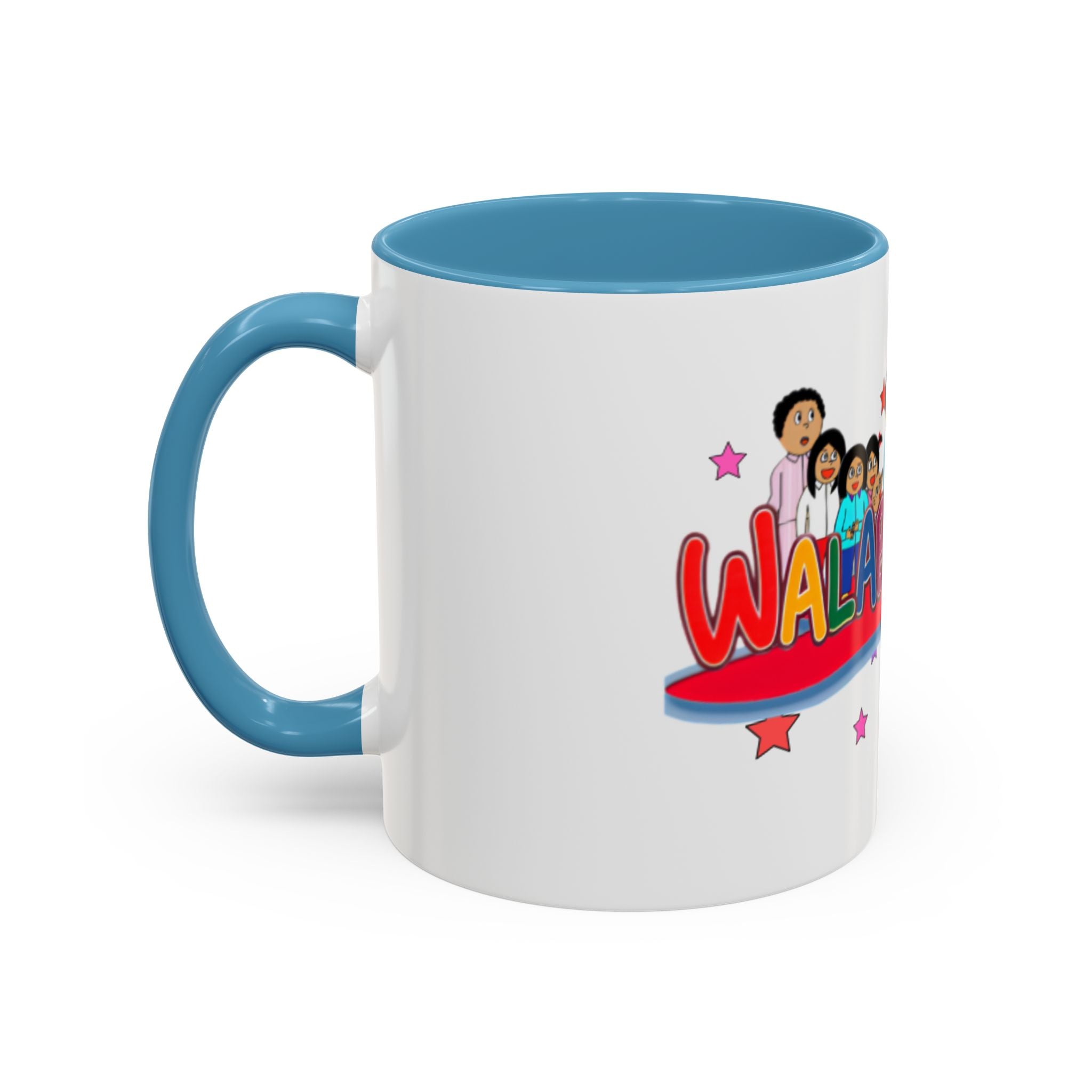 Personalized Family Cartoon Coffee Mug — 'Malaboo-Kies' Color Accent 11/15oz