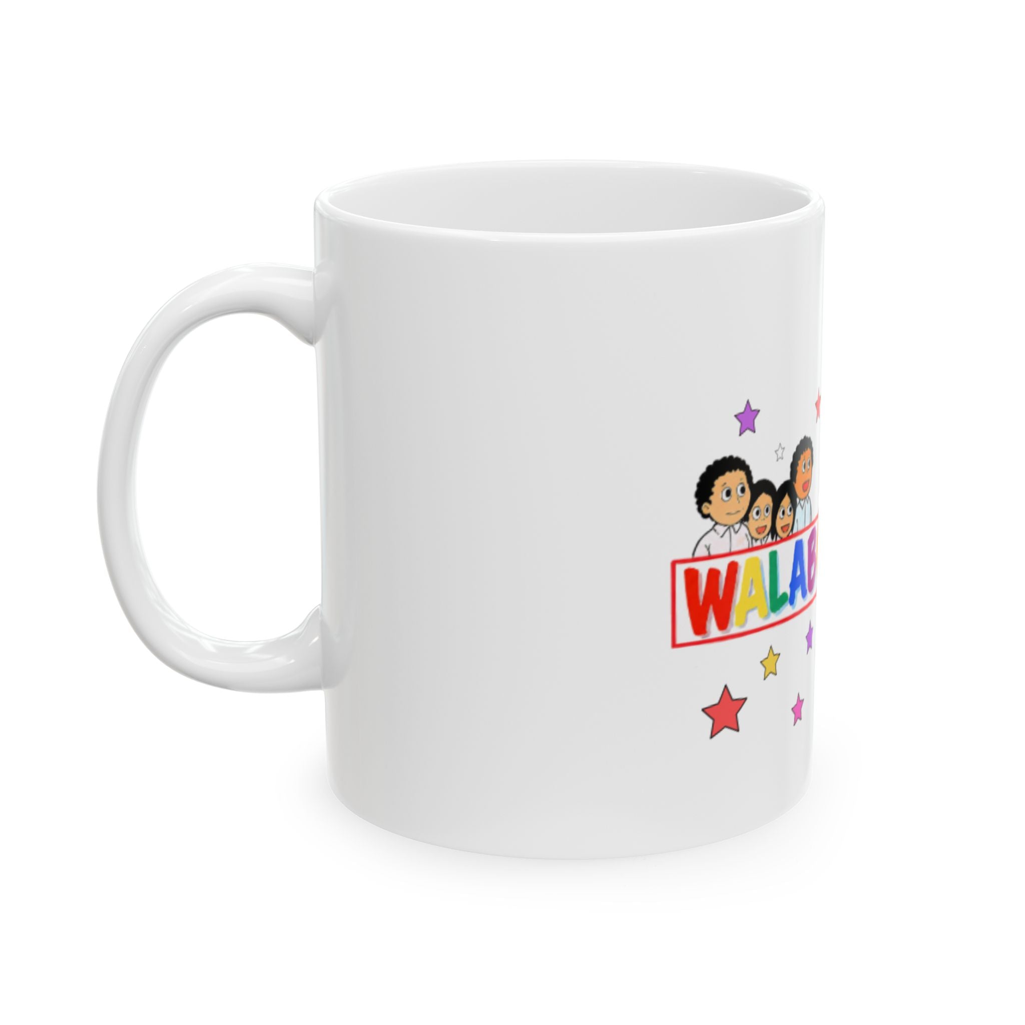 Walaboo-kies Kids Cartoon Ceramic Mug (11oz/15oz) - Colorful Star Kids Coffee Cup