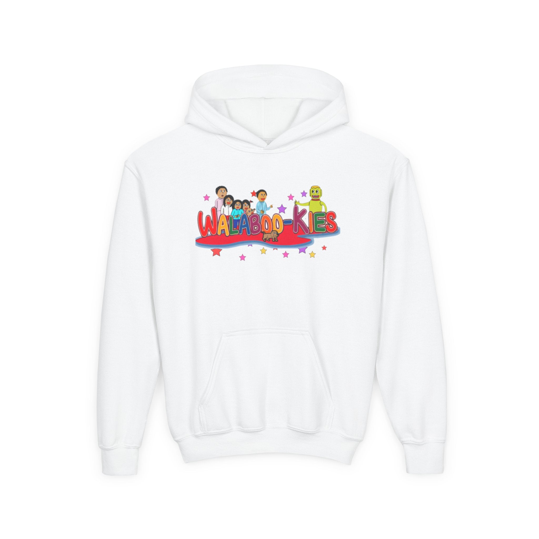 Kids' Hooded Sweatshirt - 'Walabookies' Colorful Cartoon Logo Pullover
