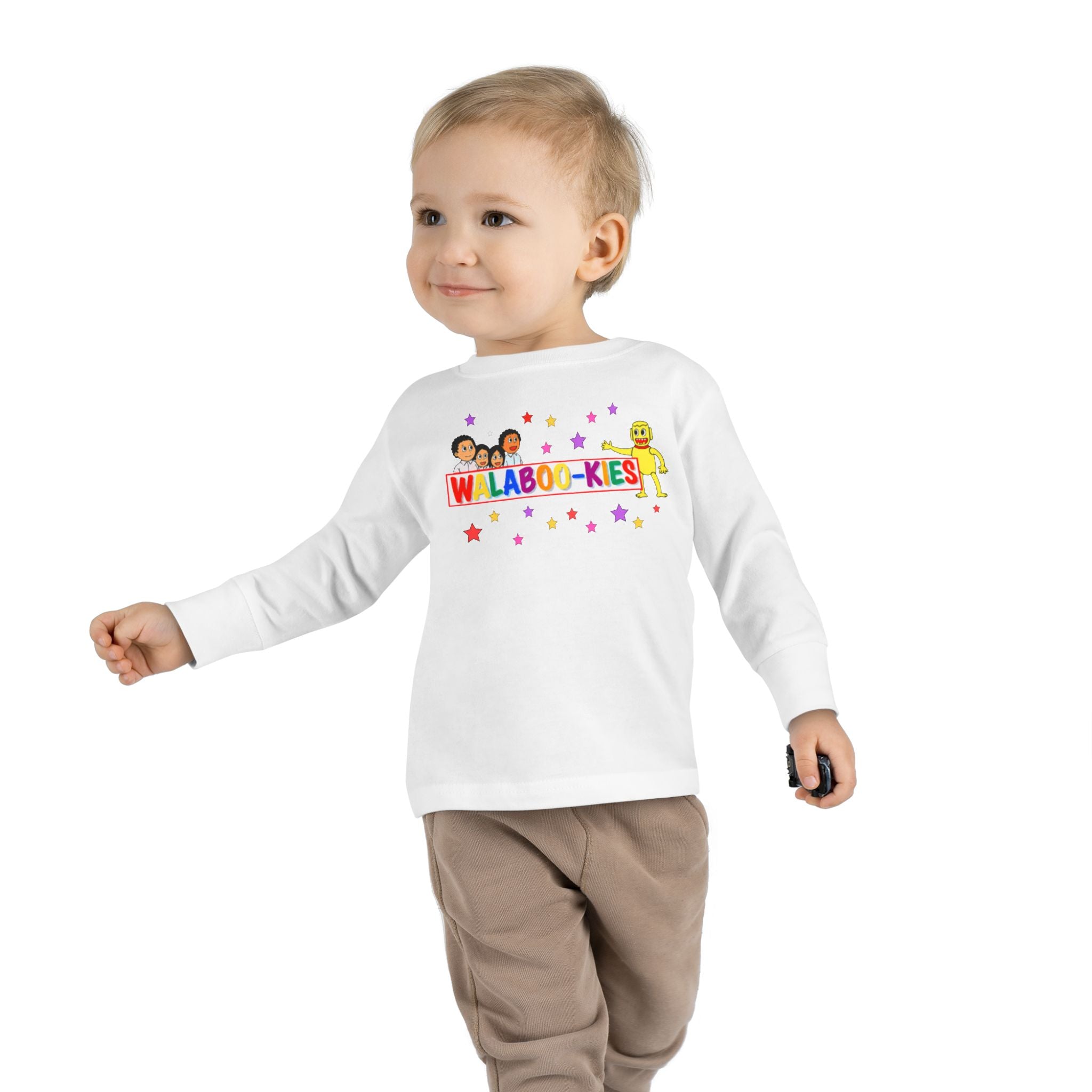 Toddler Long Sleeve Tee — Colorful “Wlaboo-kies” Cartoon Kids Shirt