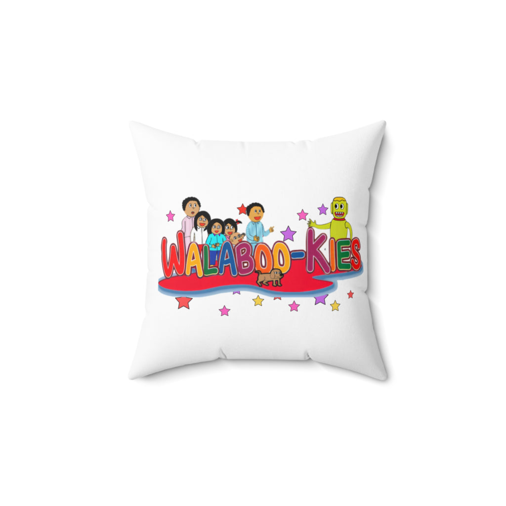 Walaboo-kies Kids Cartoon Logo Throw Pillow — Colorful Nursery Decor