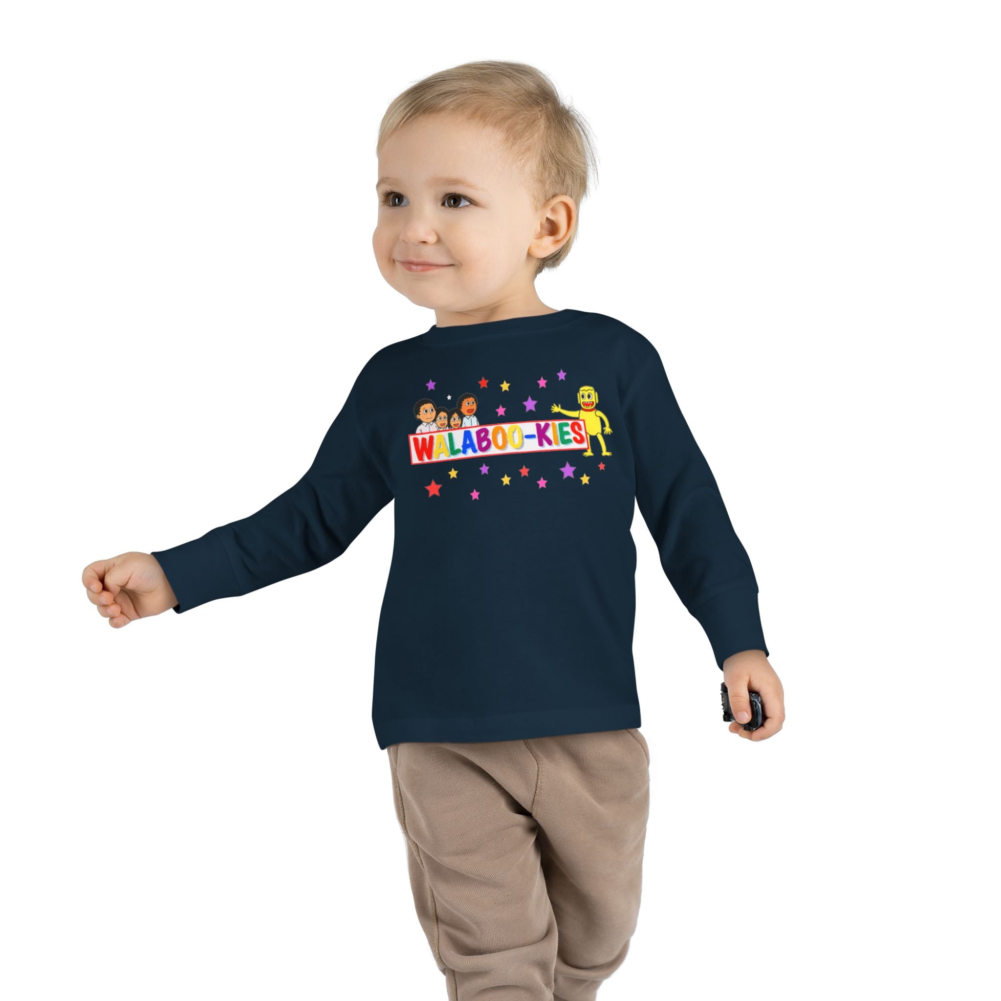 Toddler Long Sleeve Tee — Colorful “Wlaboo-kies” Cartoon Kids Shirt