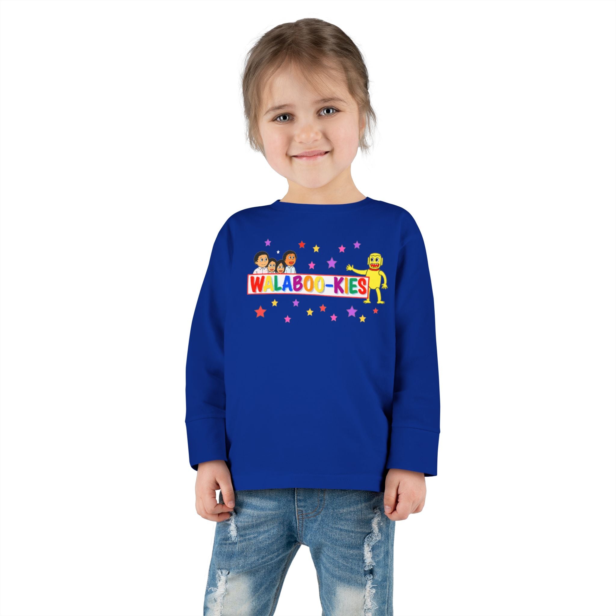 Toddler Long Sleeve Tee — Colorful “Wlaboo-kies” Cartoon Kids Shirt