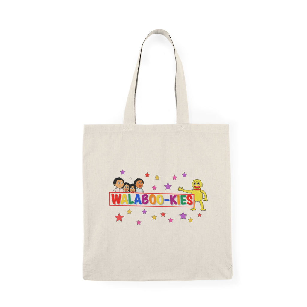 Tote Bag - Colorful "Walaboo-kes" Kids Character Tote | Playful Star-Pattern Reusable Shopper