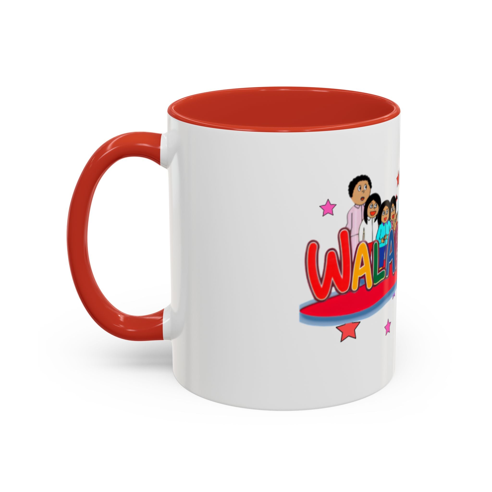 Personalized Family Cartoon Coffee Mug — 'Malaboo-Kies' Color Accent 11/15oz