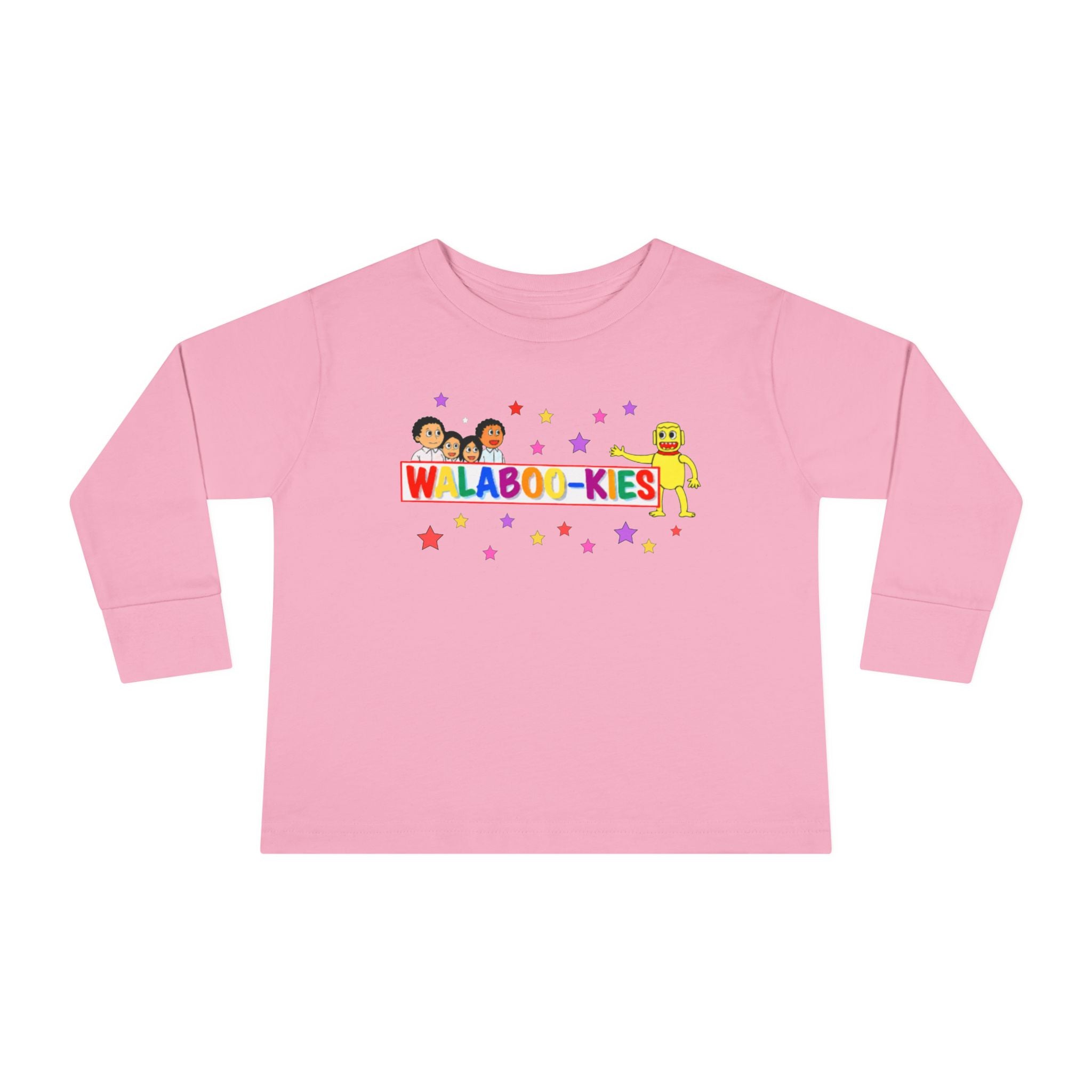 Toddler Long Sleeve Tee — Colorful “Wlaboo-kies” Cartoon Kids Shirt