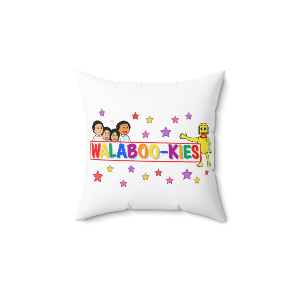 Walaboo-kies Kids Cartoon Logo Throw Pillow — Colorful Nursery Decor