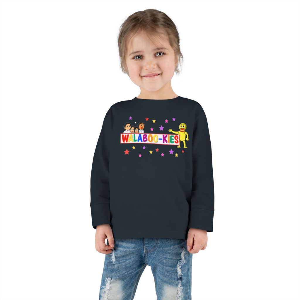 Toddler Long Sleeve Tee — Colorful “Wlaboo-kies” Cartoon Kids Shirt
