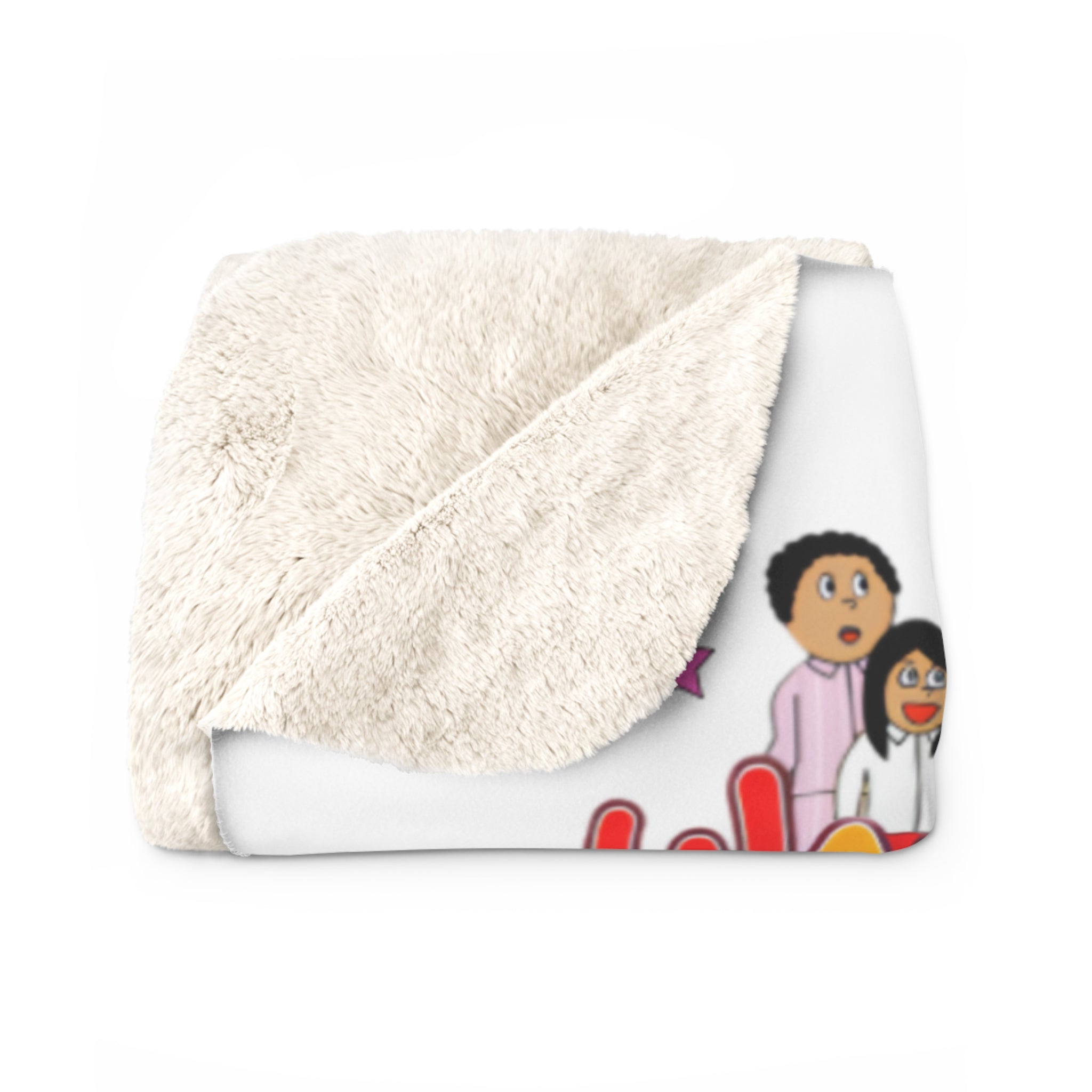 Sherpa Blanket — Colorful 'WALABOO-KIES' Kids Character Throw for Nursery & Playroom