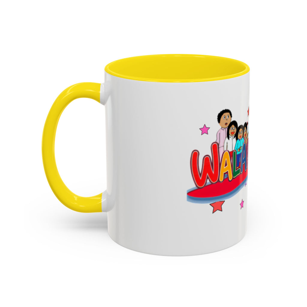Personalized Family Cartoon Coffee Mug — 'Malaboo-Kies' Color Accent 11/15oz