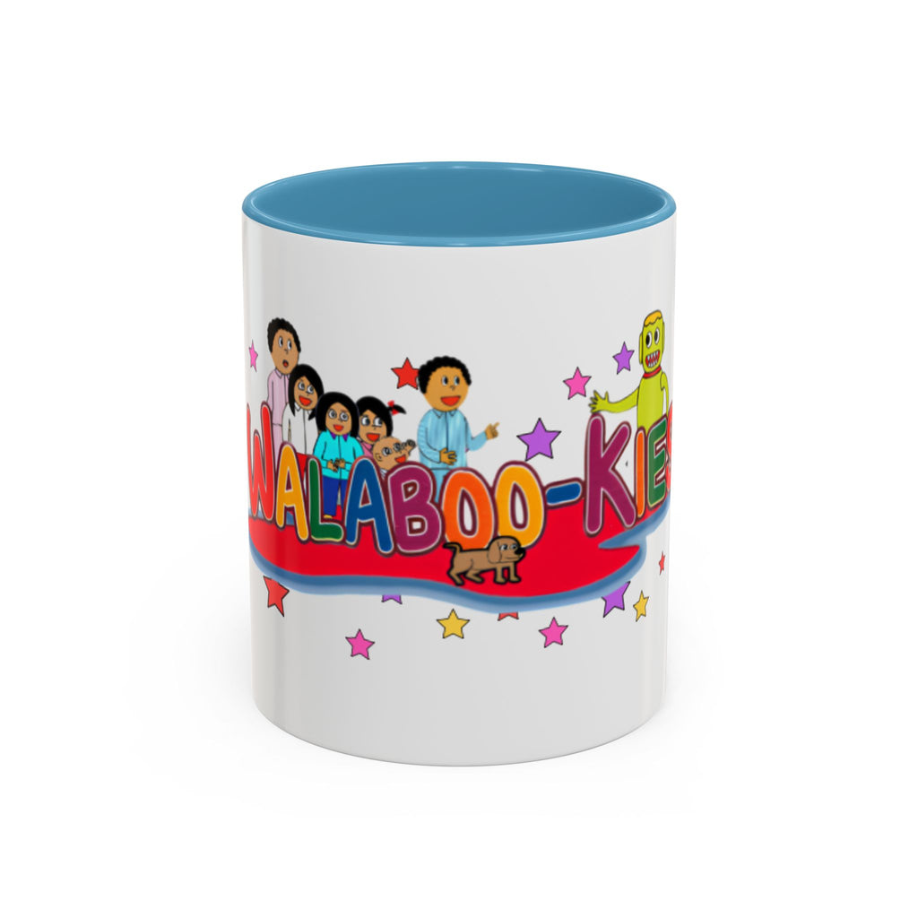 Personalized Family Cartoon Coffee Mug — 'Malaboo-Kies' Color Accent 11/15oz