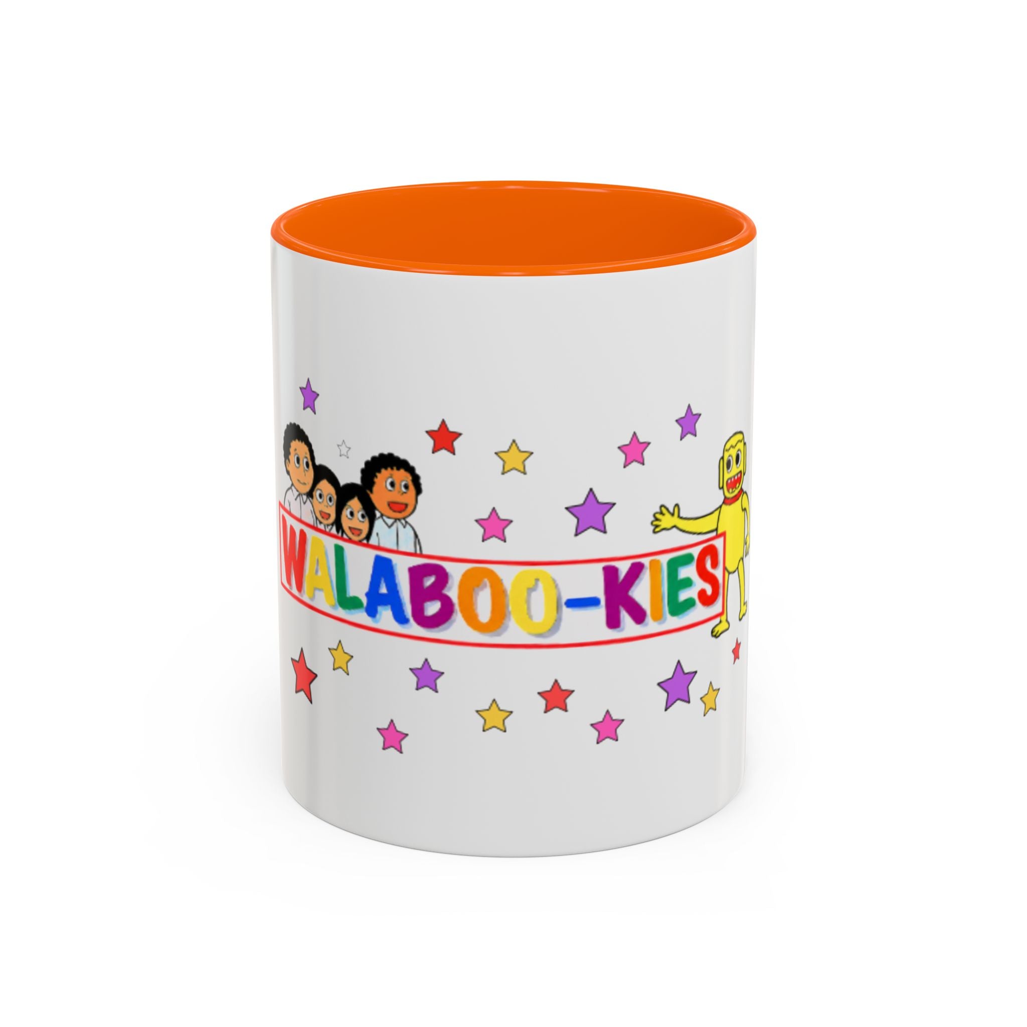 WALABOO-KIES Kids Cartoon Accent Coffee Mug — Colorful Family & Stars Design (11/15oz)