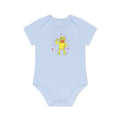 Cute Yellow Robot Baby Bodysuit — Organic Short Sleeve Onesie