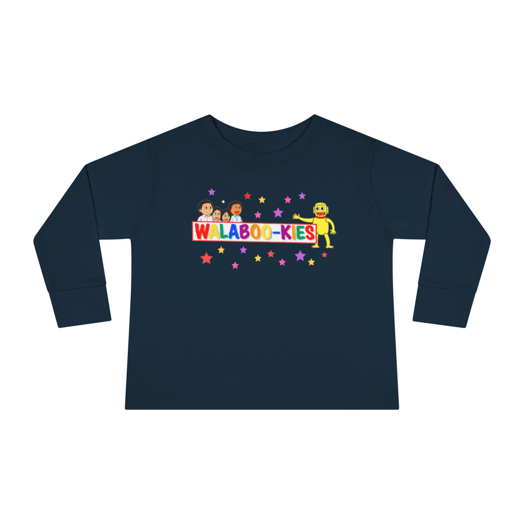 Toddler Long Sleeve Tee — Colorful “Wlaboo-kies” Cartoon Kids Shirt