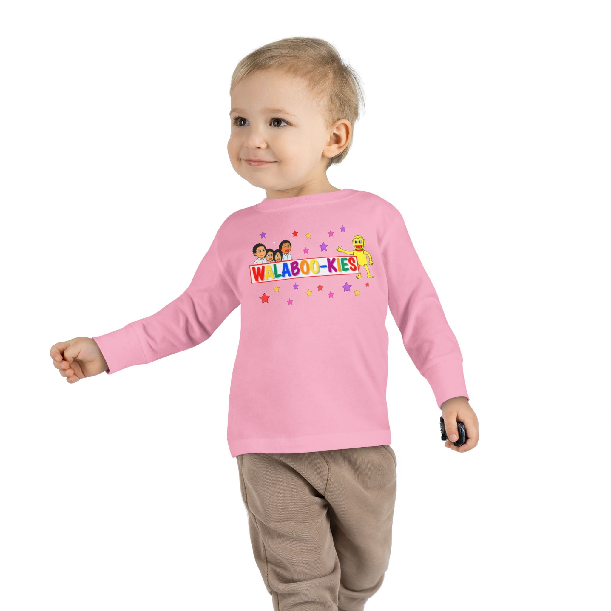 Toddler Long Sleeve Tee — Colorful “Wlaboo-kies” Cartoon Kids Shirt