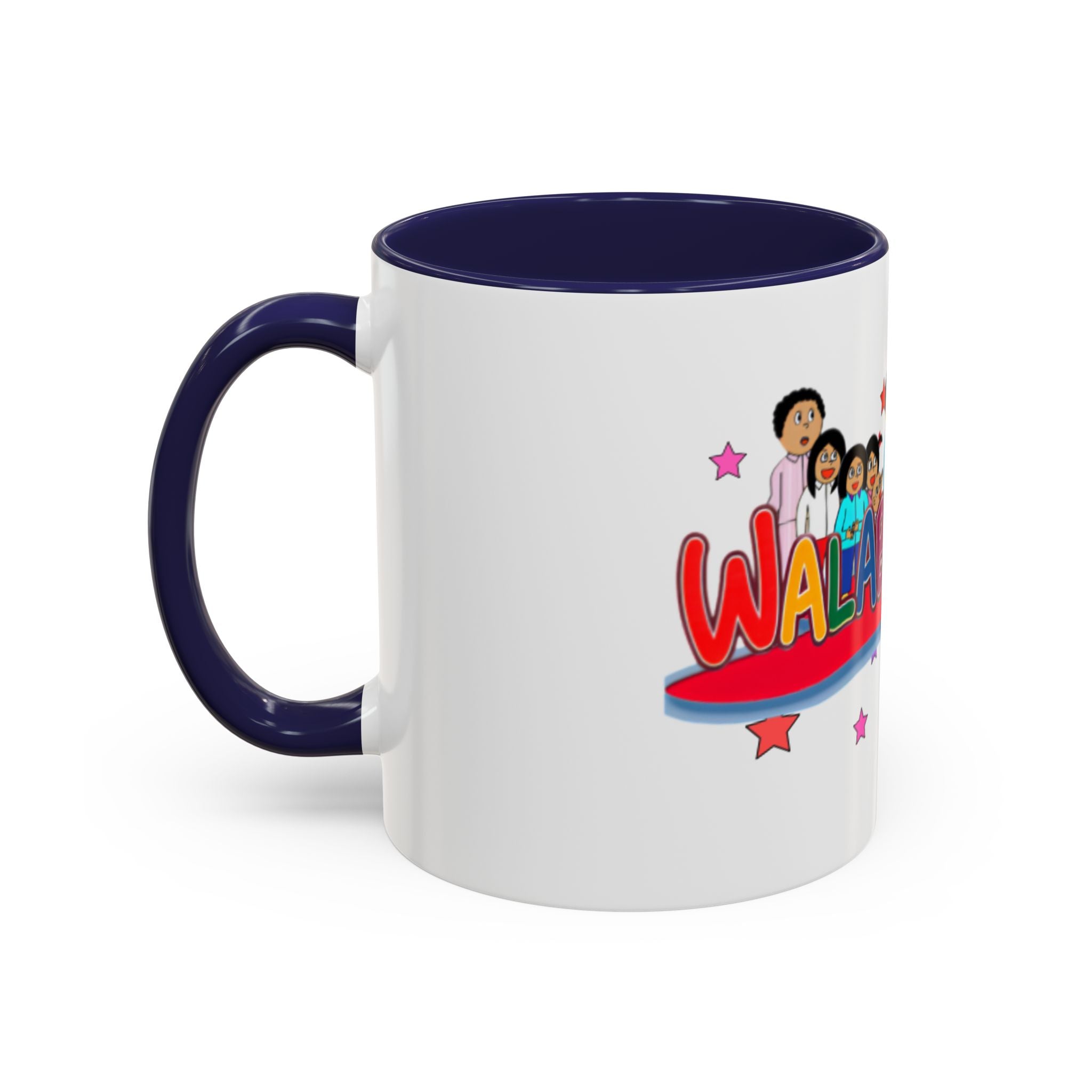 Personalized Family Cartoon Coffee Mug — 'Malaboo-Kies' Color Accent 11/15oz