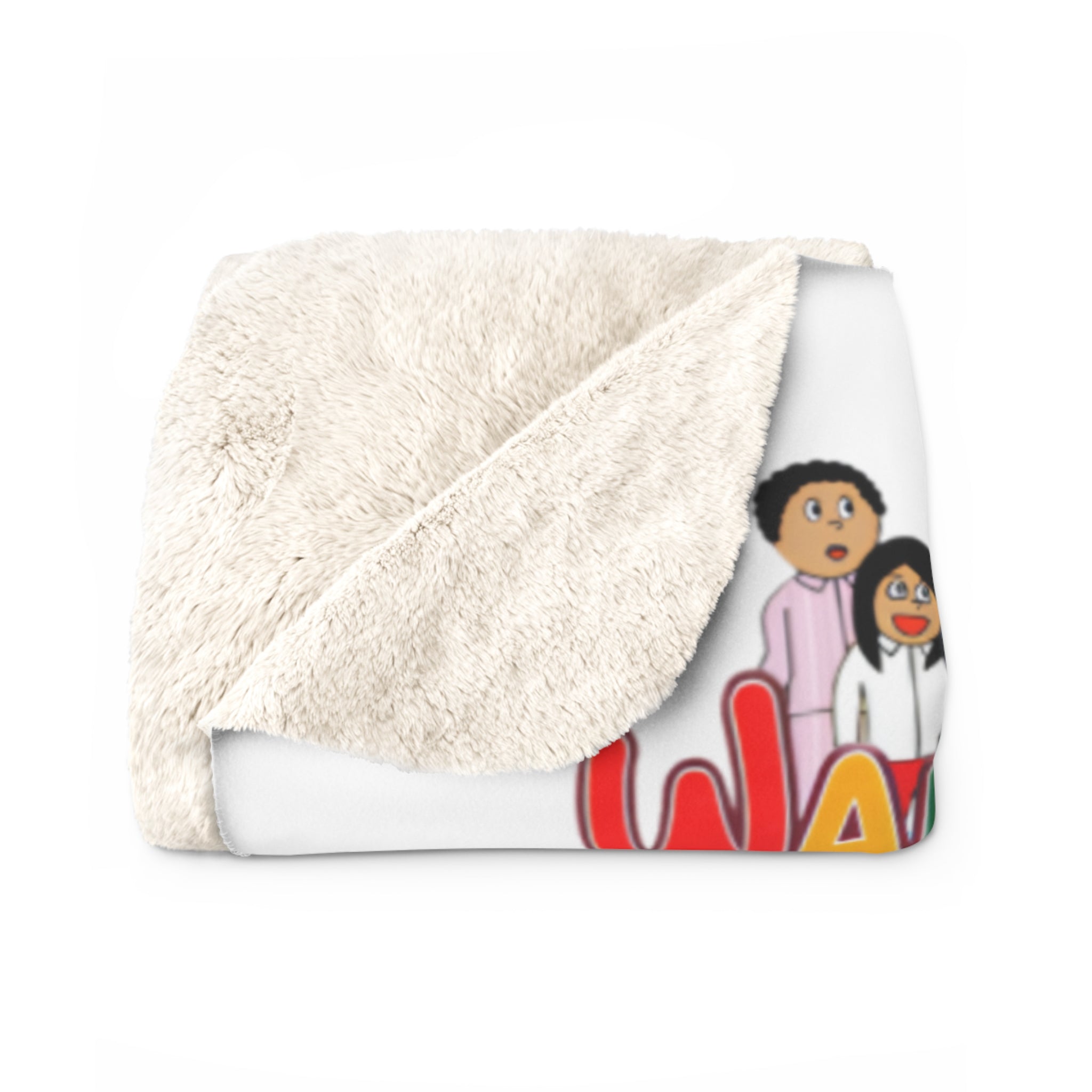 Sherpa Blanket — Colorful 'WALABOO-KIES' Kids Character Throw for Nursery & Playroom