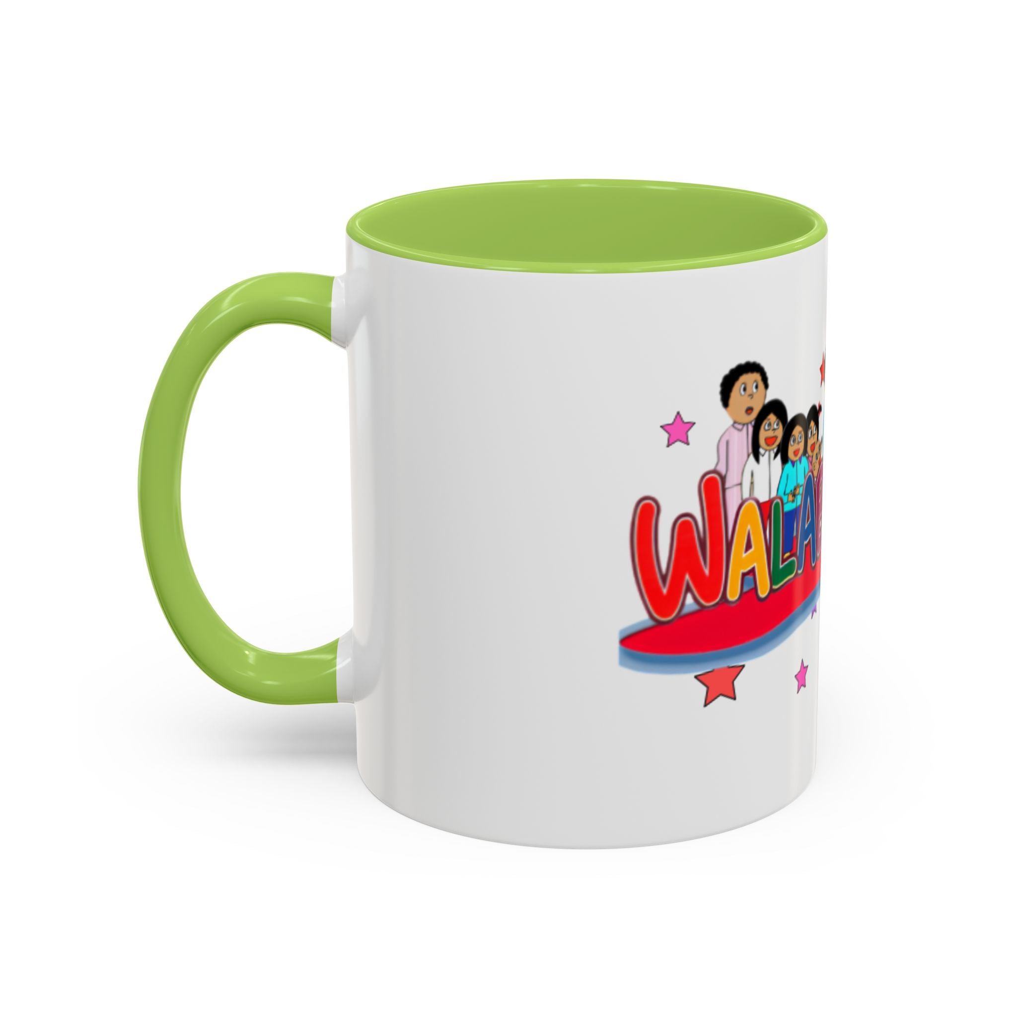 Personalized Family Cartoon Coffee Mug — 'Malaboo-Kies' Color Accent 11/15oz