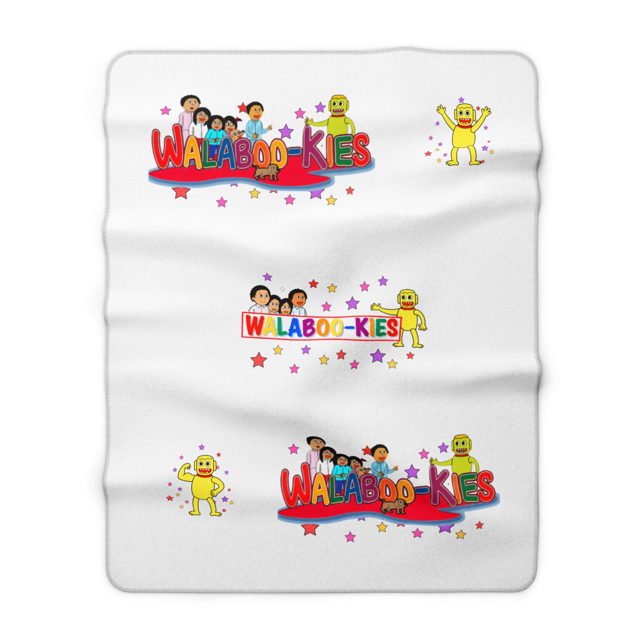 Sherpa Blanket — Colorful 'WALABOO-KIES' Kids Character Throw for Nursery & Playroom