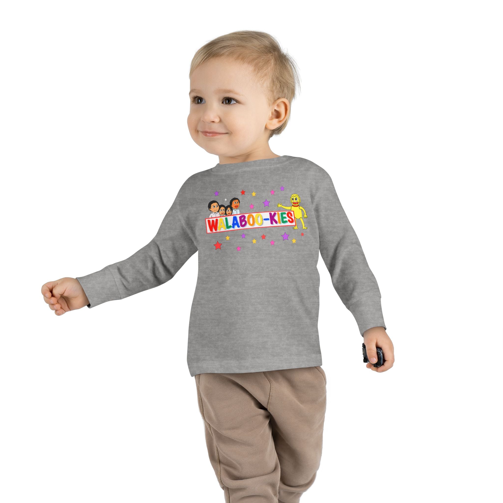 Toddler Long Sleeve Tee — Colorful “Wlaboo-kies” Cartoon Kids Shirt